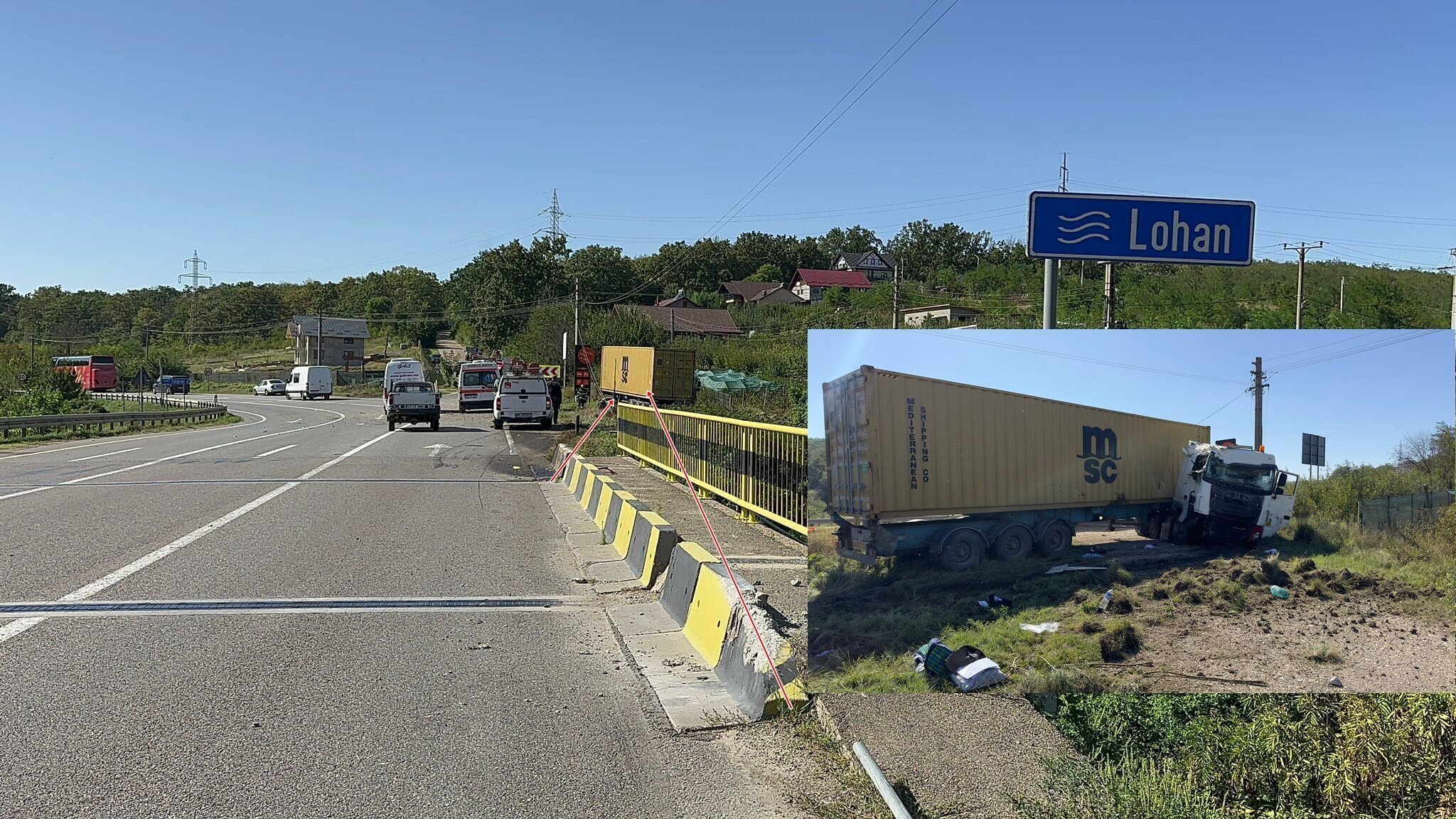 Accident grav la ieșirea din Huși: camion ieșit în afara carosabilului a distrus un stâlp de înaltă tensiune. Șoferul, în comă, suspect de consum de alcool – FOTO Accident dobrina1